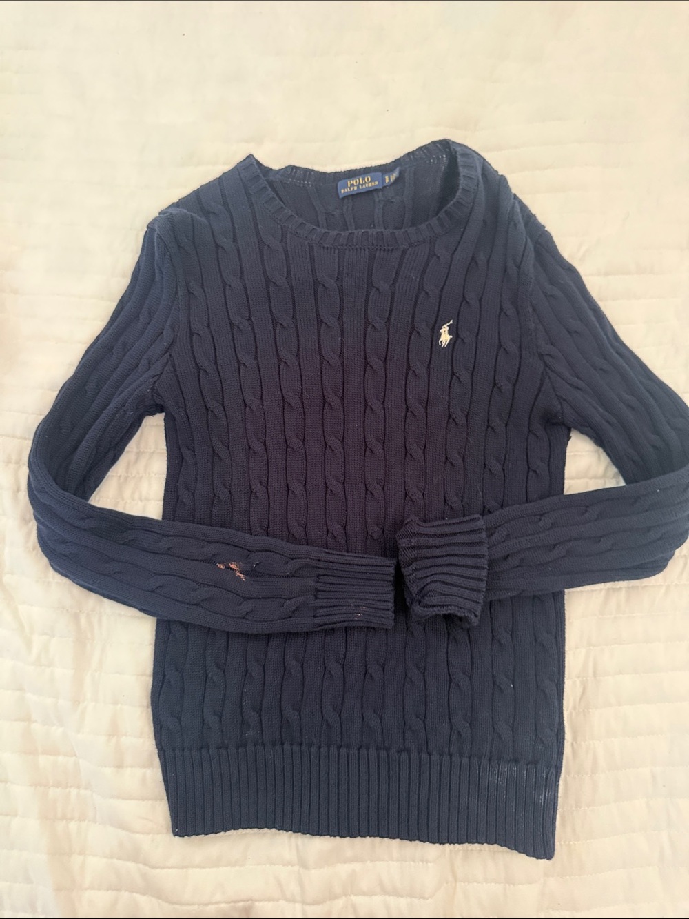 Polo by Ralph Lauren Navy Cable-Knit Crewneck Sweater with Pony